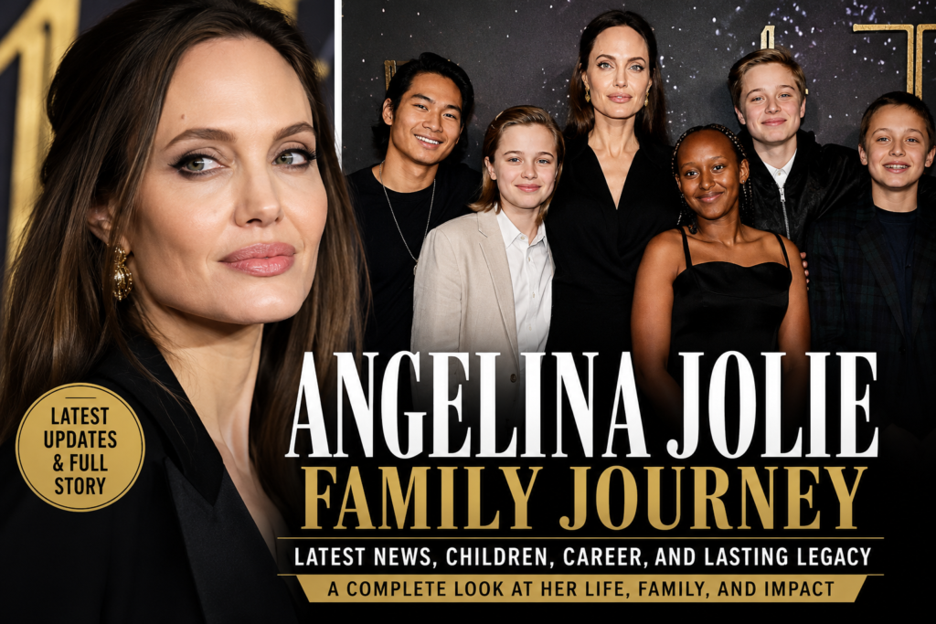 Angelina Jolie with her children representing the latest family news, Hollywood career, and lasting legacy.