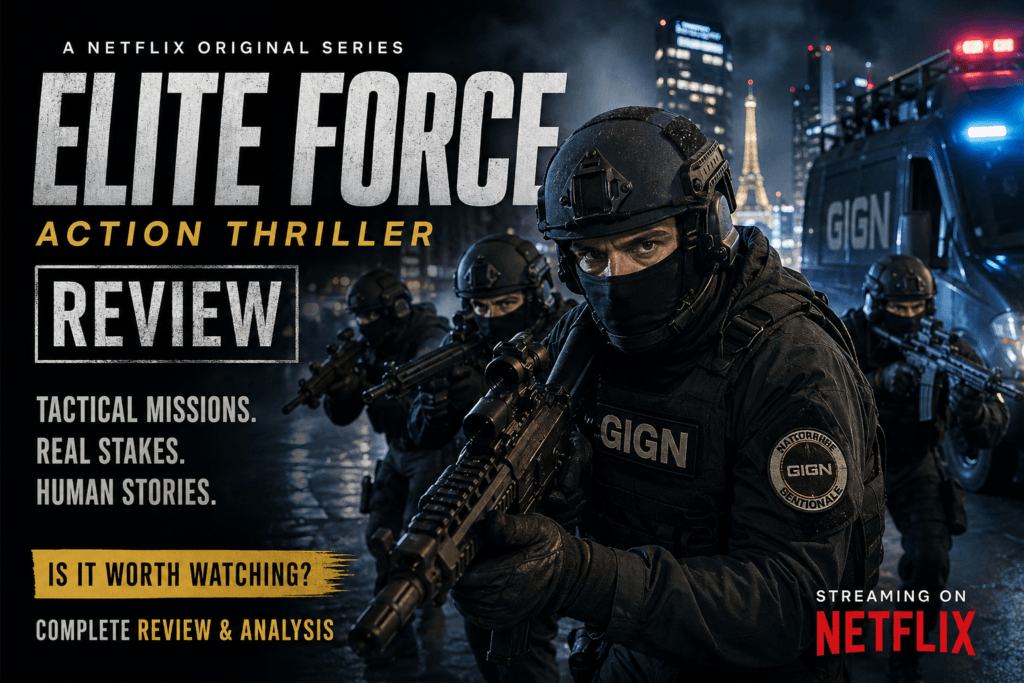 Elite Force action thriller featuring an elite tactical team preparing for a high-risk mission.