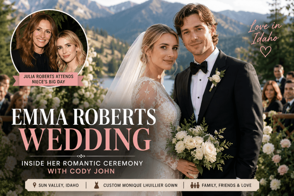 Emma Roberts and Cody John during their intimate Idaho wedding celebration.