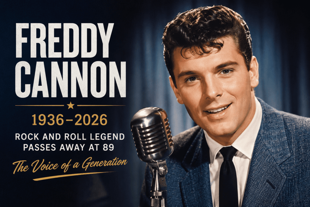 Featured image of rock and roll legend Freddy Cannon following news of his death at age 89.