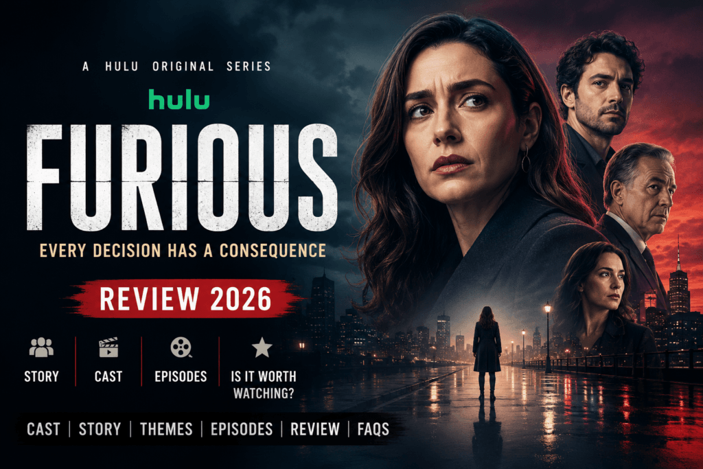 Cinematic editorial artwork inspired by the Hulu drama Furious featuring a dramatic urban setting and emotional atmosphere.