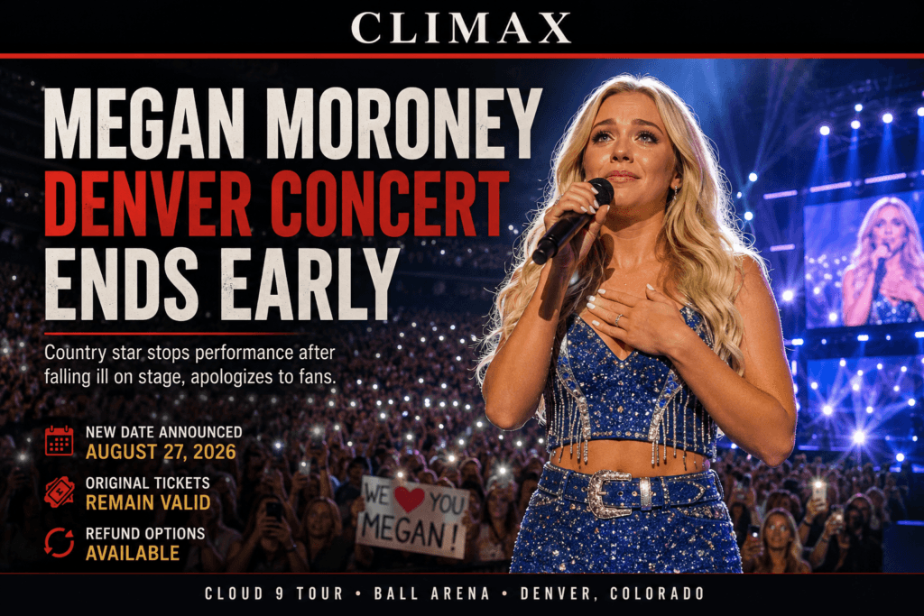 Megan Moroney performs emotionally during her Denver concert before ending the show because of illness.