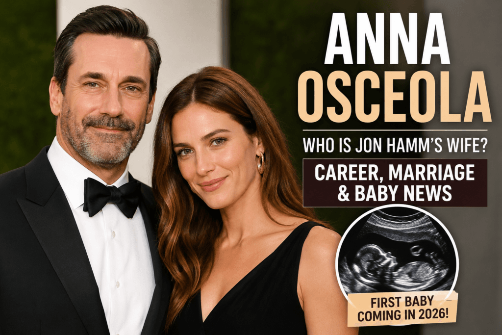 Anna Osceola and Jon Hamm together as they prepare to welcome their first child in 2026