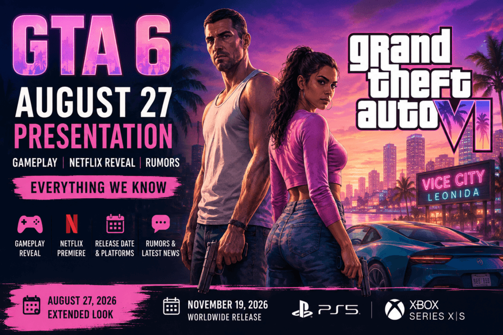 GTA 6 August 27 presentation featuring Jason and Lucia in Vice City