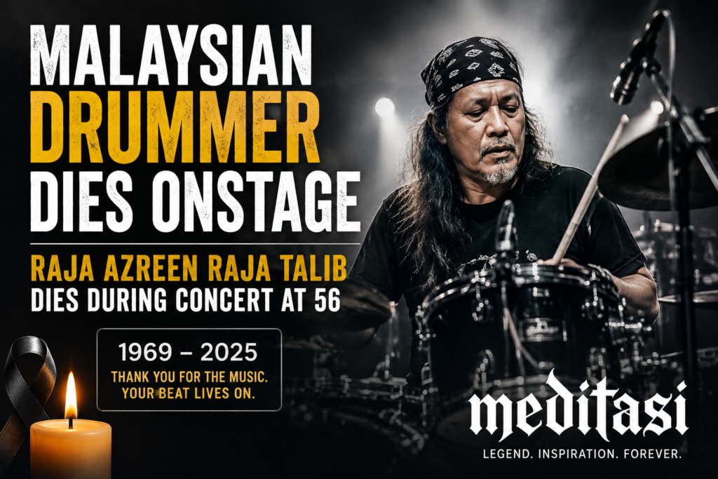 Malaysian drummer Raja Azreen Raja Talib performing with Meditasi before his death