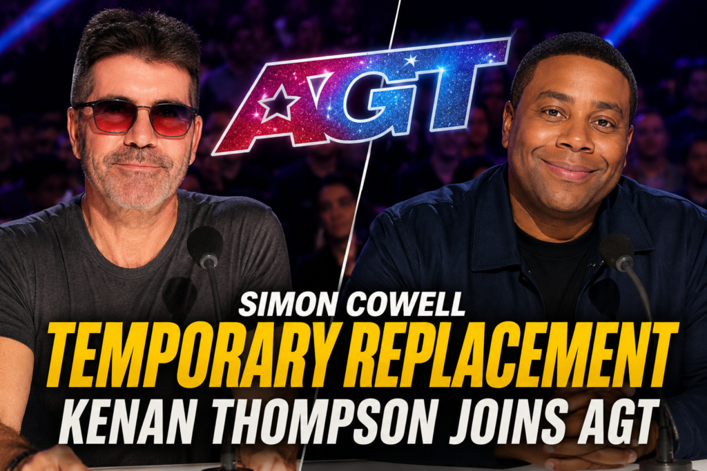 Simon Cowell and Kenan Thompson in an AGT temporary replacement graphic