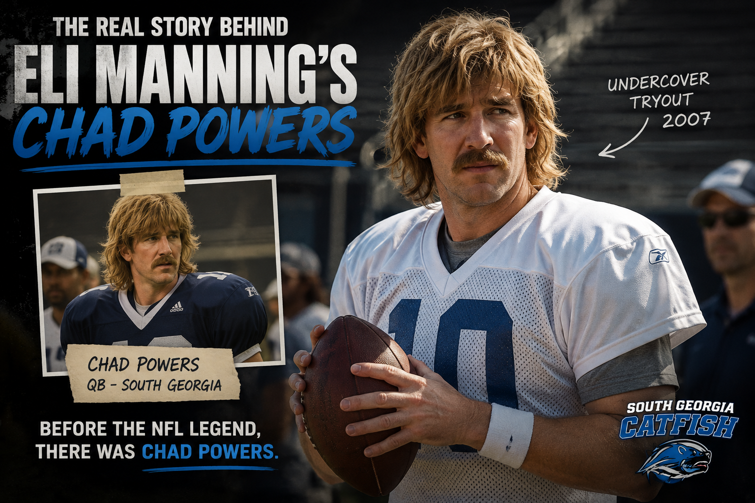 Eli Manning as Chad Powers in an undercover football tryout